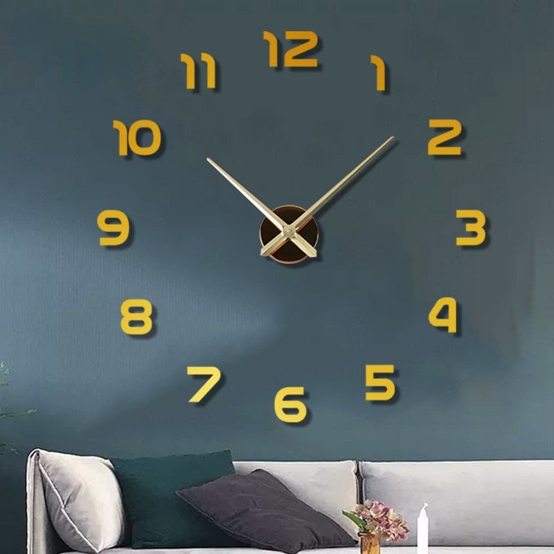 Modern Wall Clocks Digital DIY Wall Clock Free Punch Clocks Living Room Background Wall Stickers Decorative Clock