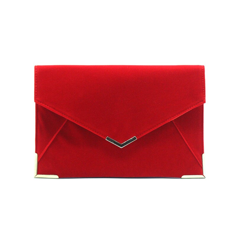 Bolso de mano tipo sobre de gran capacidad para mujer y niña, bolsa de mano de terciopelo para noche,: Rojo