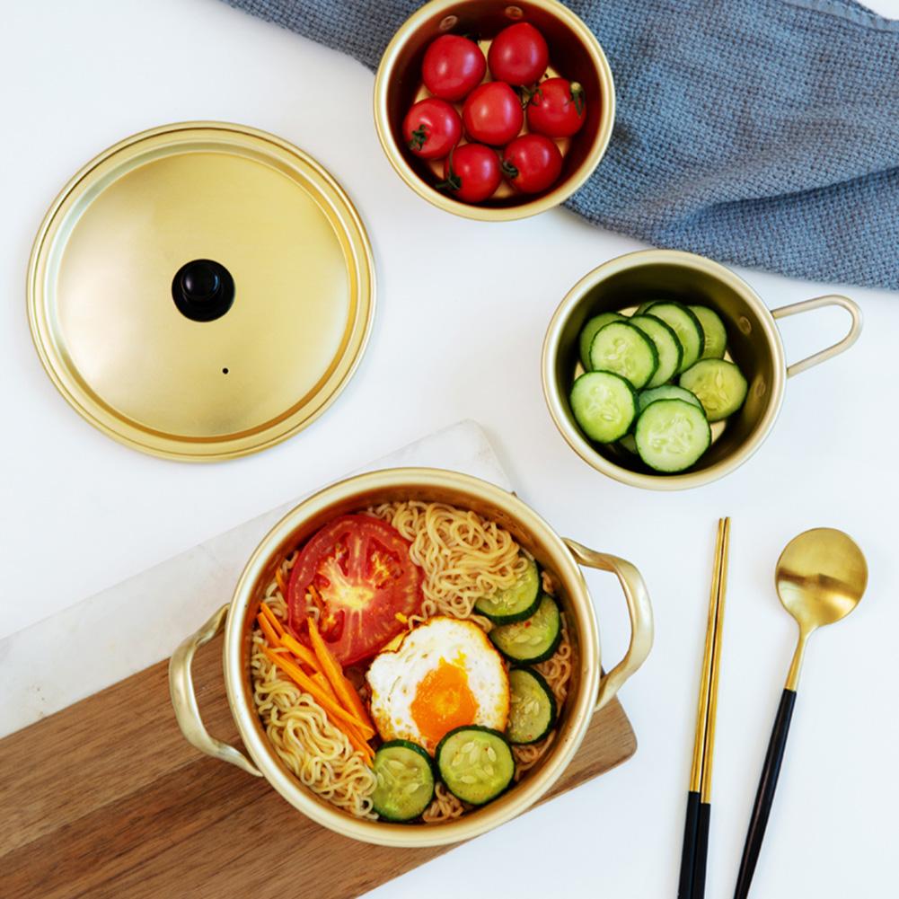 Aluminium pot korean ramen nudler pot gul aluminium suppe pot med oxideret belægning hurtig opvarmning køling til køkken #cw