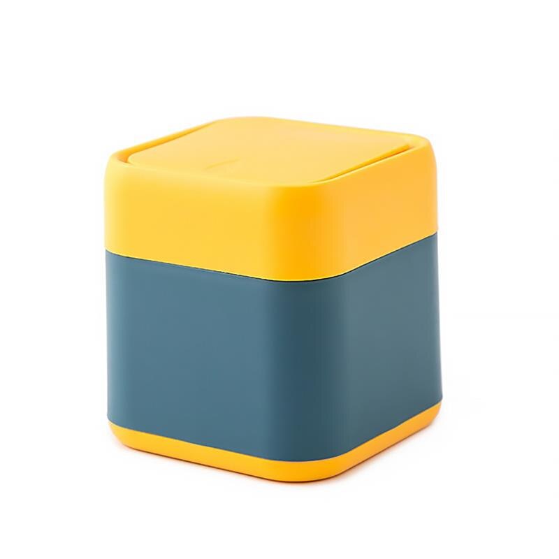 Papelera para escritorio multifuncional, Cubo de almacenamiento con cubierta para oficina, hogar, escritorio, Mini papelera: Amarillo