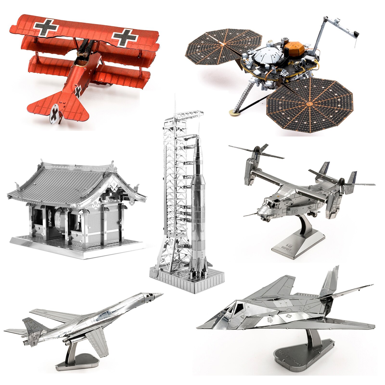3D Metal Puzzle V-22 OSPREY Fighter FOKKER DR.I TRIPLANE fighter model KITS Assemble Jigsaw Puzzle Toys For Children