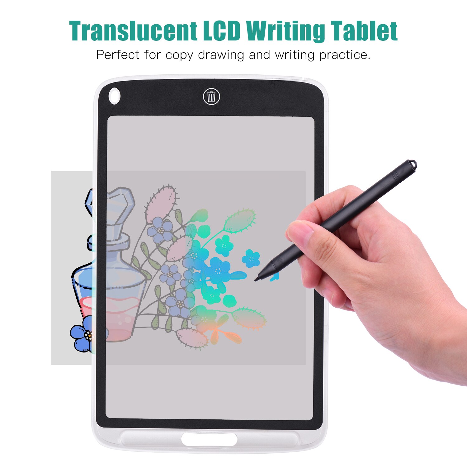 Color Screen 10 Inch LCD Writing Tablet Translucent Copy Drawing Board Digital Handwriting Pad with Stylus Pen Erase Button Lock
