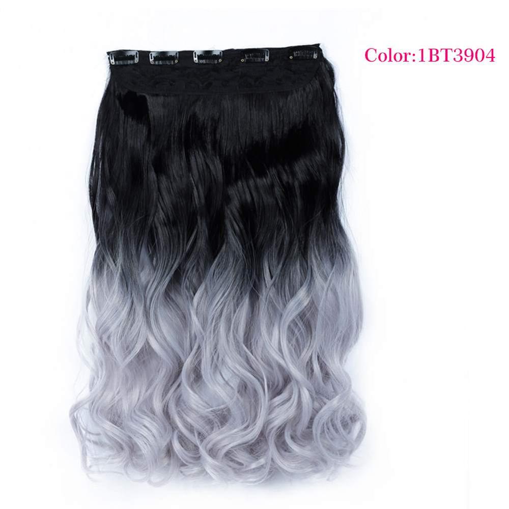 Valenwigs 22 '' lang bølget clip in on one piece syntetisk hair extensions ombre color 5 clips one piece krøllet frisure til kvinder: T1b/4/30
