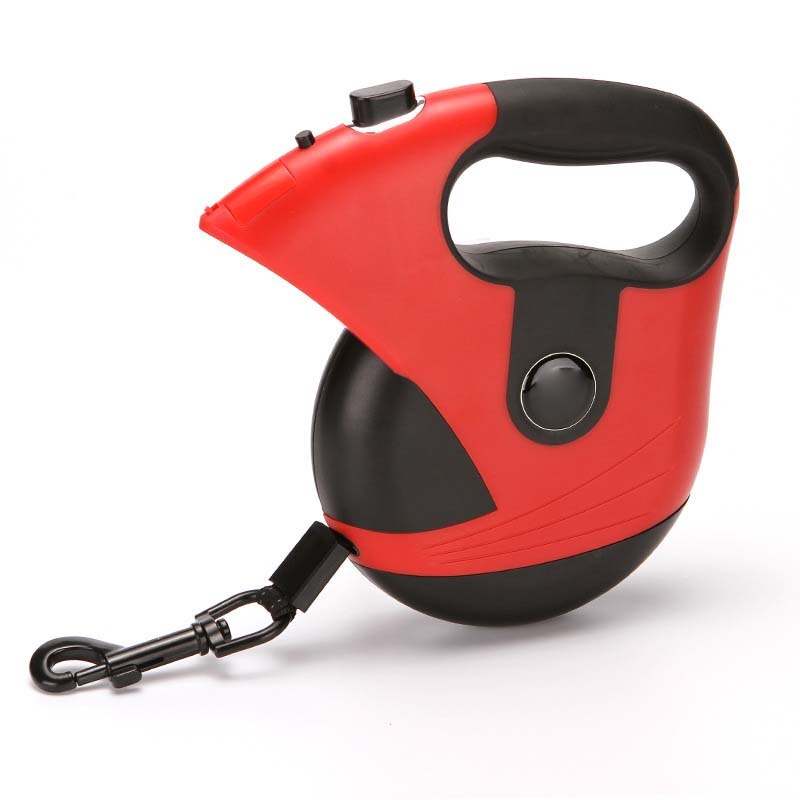 Retractable Dog Leash 16 Feet Heavy Duty Retractable Walking One-Handed Brake, Pause, Lock, Build-in LED Flashlight PL052: Red