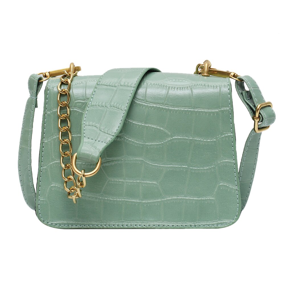 Sacchetto di Spalla dell'annata Delle Signore Catena Della Spalla messaggero Borsa Crossbody di Cuoio Delle Donne Della Borsa di colore Solido Borsa Femminile: verde
