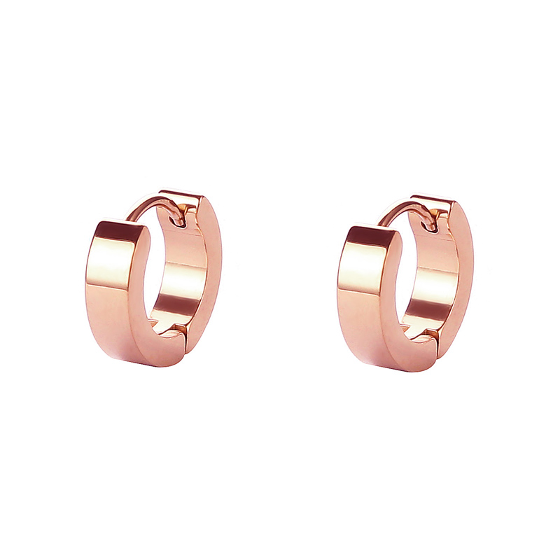 Joyería clásica de acero inoxidable para hombre y mujer, aretes de Metal resistentes al agua, en forma de C, estilo de las cuatro estaciones, estilo Hip-Hop, Rock: COLOR ORO ROSADO