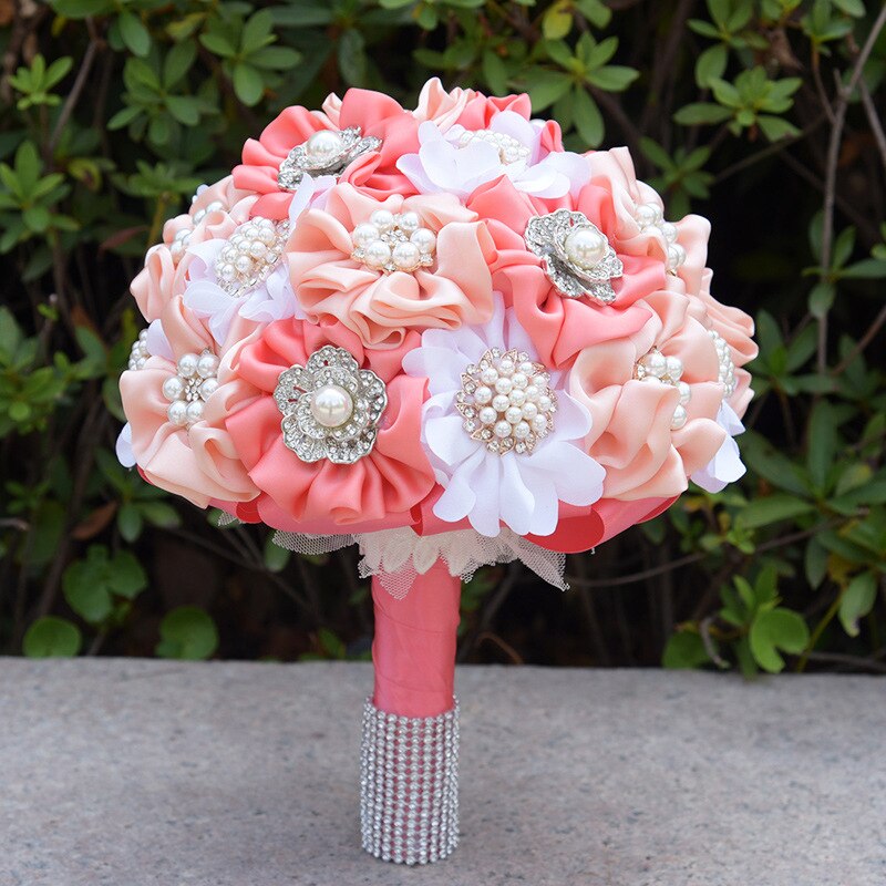 Bridal Bouquets Aristocratic Simulation Pearl Rose Wedding Flowers Bouquet Home Decoration 619