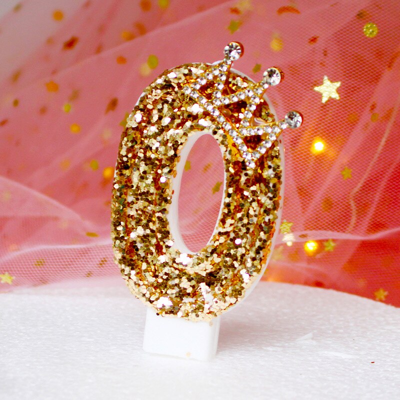 Rhinestone Golden Gradient Candle Birthday Party Wedding Anniversary Mother's Day Cake Topper Decoration: Rose gold-0