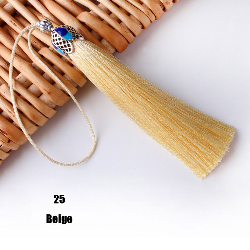 Pincel de flecos de seda, accesorio colgante para la fabricación de joyas DIY, borla de satén de seda, artesanía hecha a mano, suministro, 5/10 piezas, 8cm: 10PCS / 26 rice yellow