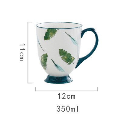 Porcelain Dinner Plate Set Round Green Plants Dish Sets Ceramic Cake Dessert Plate Bowl Mug Cups Dinnerware Decorative Flatware: 7