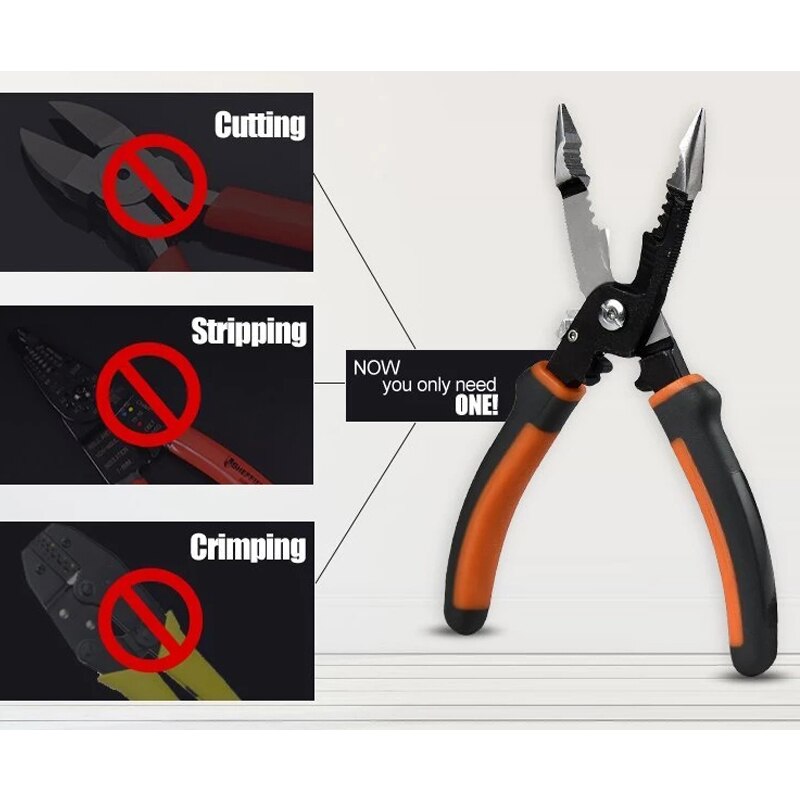 SHEFFIELD Pliers S035057 Multi-function tool 5 in1 Electrician Needle Nose Pliers Wire Stripping Cutter Crimping Pliers