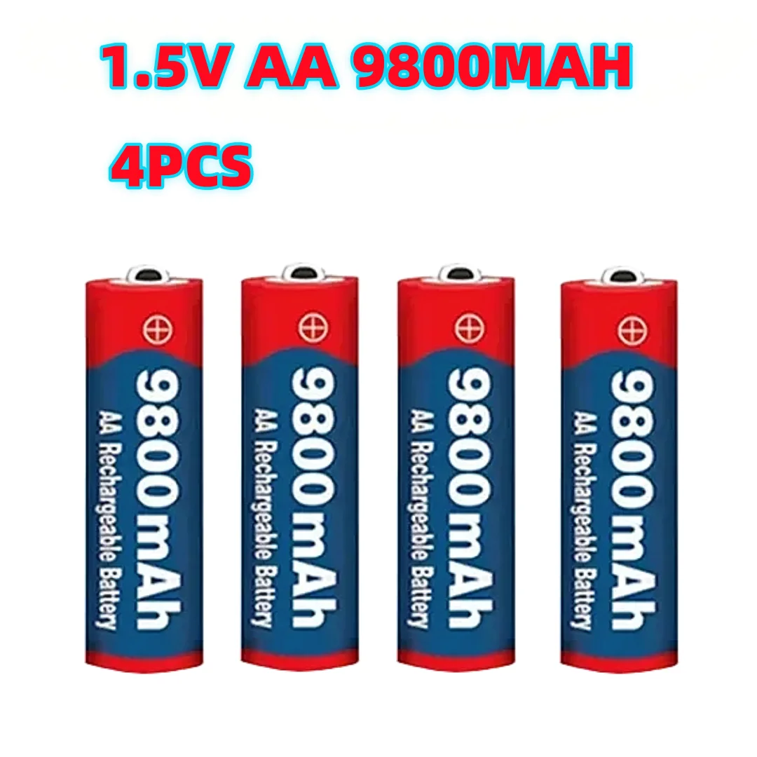 1,5 V AA 9800 mAh wiederaufladbarer Akku 100 % Original hochwertiges AA für LED-Leuchten, Spielzeugkameras, Mikrofonbatterie: Grau