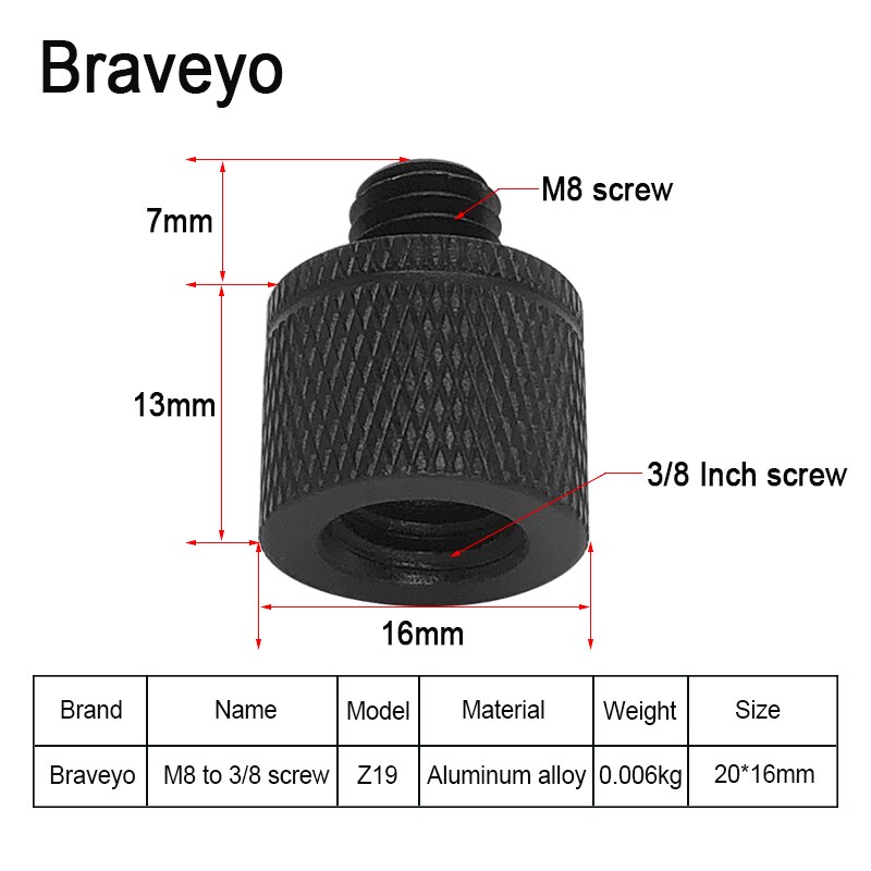 Camera Adapter Screw 3/8 to M6 M8 M10 M12 Inch Photography Screw Tripod Ballhead Mount Accessories For Dslr Live Flash Bracket: black