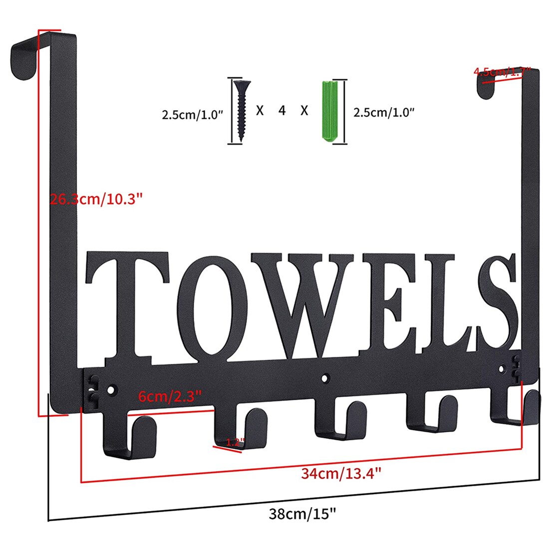 5 Metalen Gezandstraald Haken Deur Haken Badkamer Handdoekenrek Thuis Badkamer Opbergrek Kapstok Handdoekenrek Deur Opknoping Handdoek rack