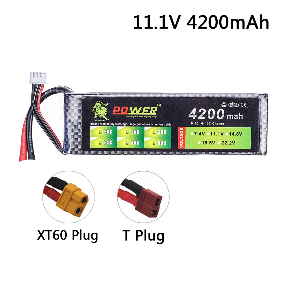 Lion power 3s 11.1v 1500 mah 2200 mah 2800 mah 4200 mah 5200 mah lipo batteri for rc leketøy bil fly helikopter båt batteri