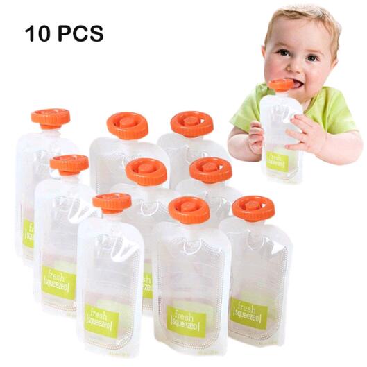 OEM Squeeze Fruit Juice Station and Pouches Feeding Kit Baby Food Storage Containers FAD Free Newborn Food Maker Set: 7