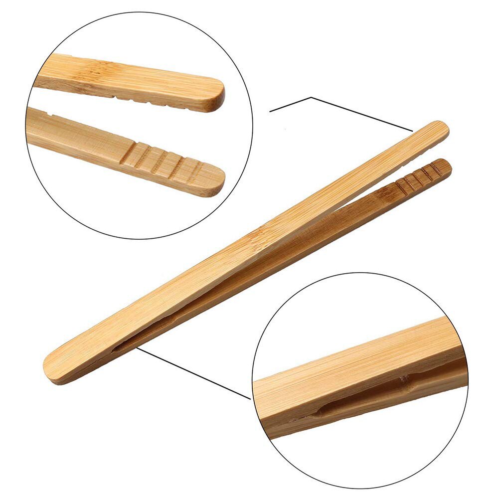 4Pcs Bamboo Food Clip Toaster Salad Cake Tea Tweezer Clamp Tongs Cooking Tool Teaware Sugar Ice Tea Tongs