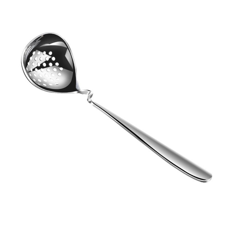 8.5Inch Familie Portie Soep Lepel Vergiet Roestvrij Staal Zware Gebogen Grote Soep Lepel en Sleuven Lepels Servies: Colander