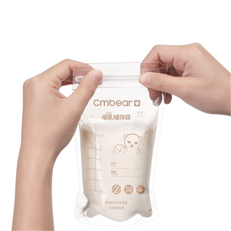 Cmbear 30 stk 220ml baby brystmælk opbevaringsposer bpa fri sikkerhedsmateriale engangs mælke fryseposer til mor amning