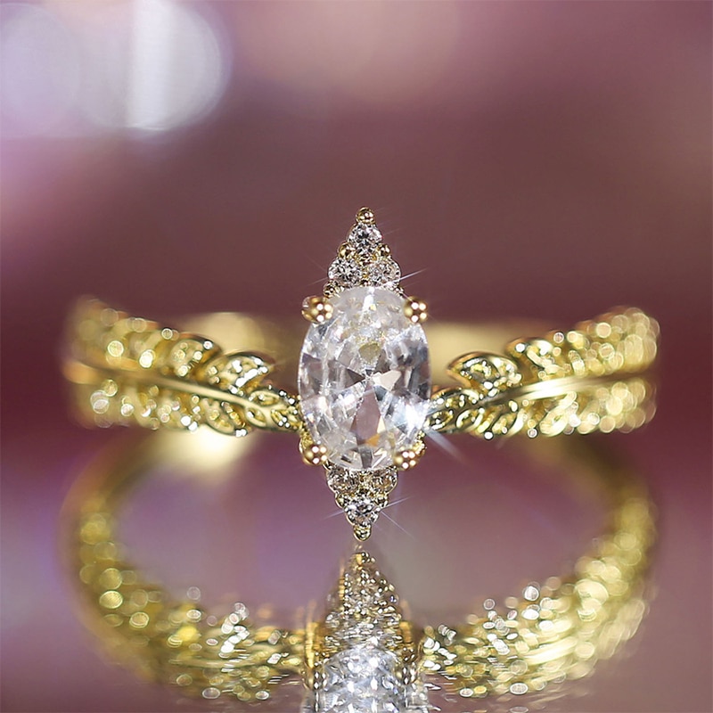Huitan-Anillos de Compromiso de lujo para mujer, Color dorado, con forma de marquesa, anillo de chica con banda, , joyas de matrimonio elegantes para mujer
