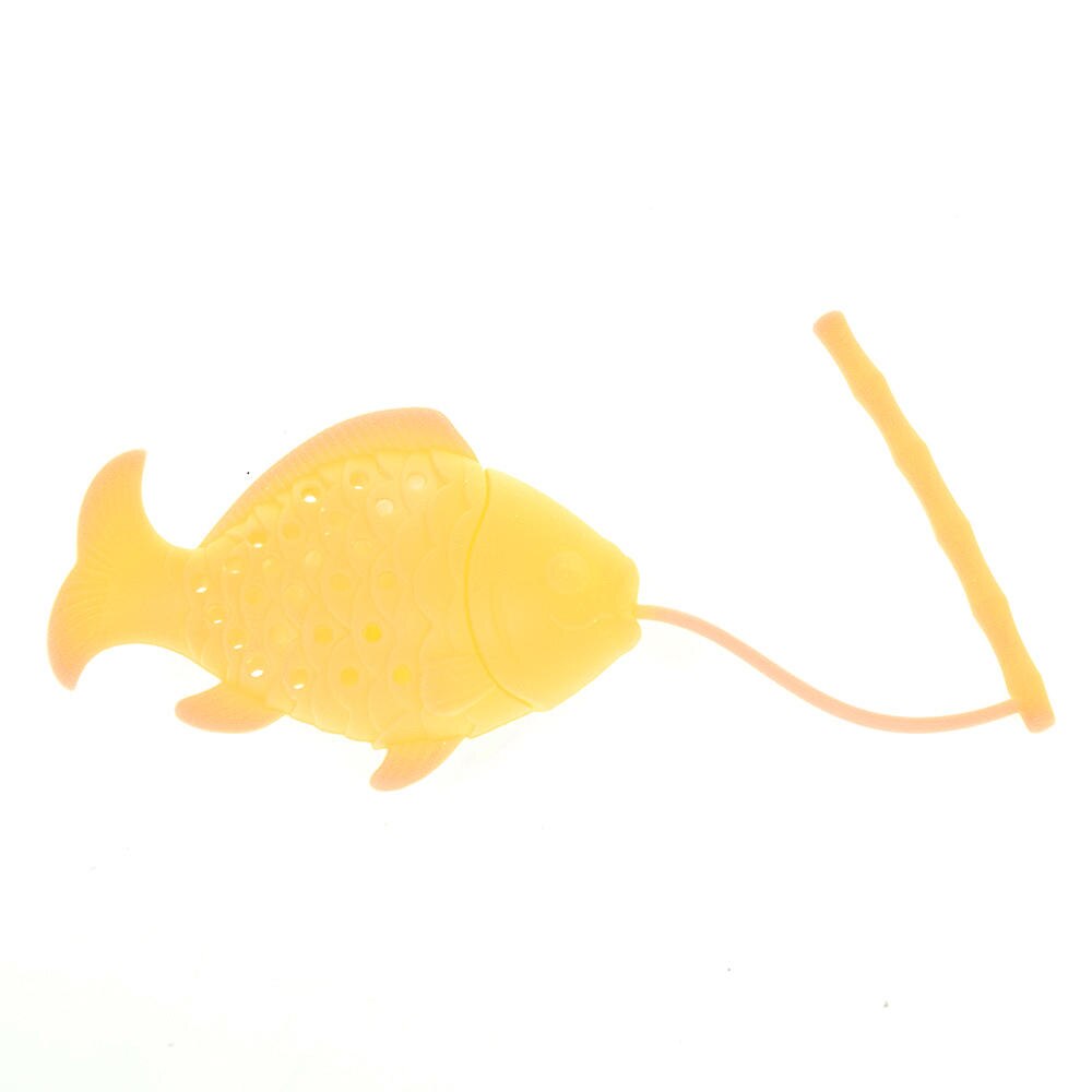 1 stk tebladssi silikone fiskeform infuser til teposer urtekrydderi filter diffuser tekande mini køkkentilbehør: Gul
