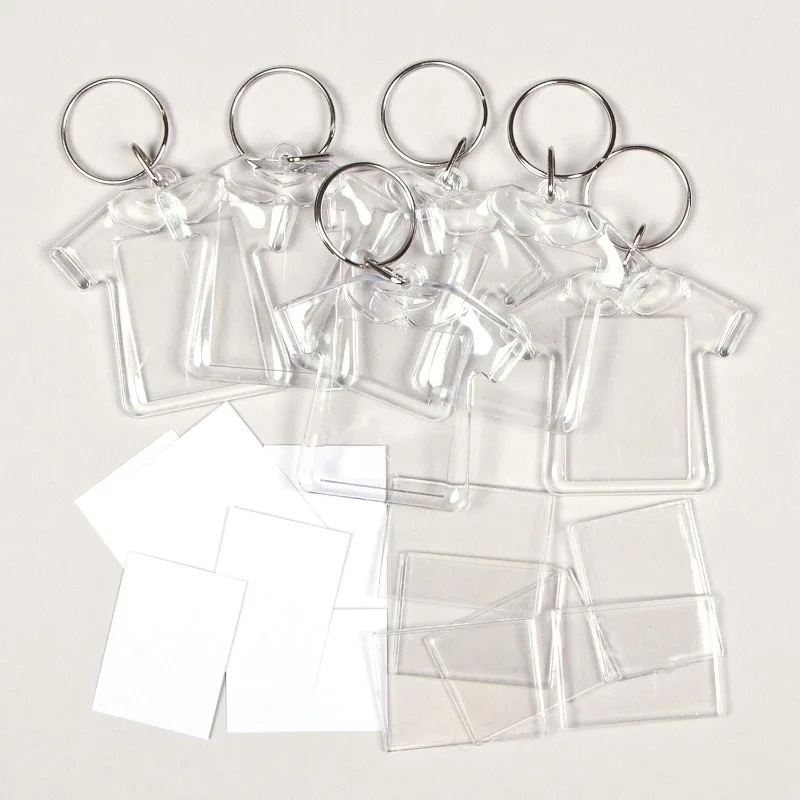 1/100PCS Transparent Acrylic Photo Frame Keychain Photoes Insert Keyrings Blank Rectangle for Double-Sided Photos DIY Supplies