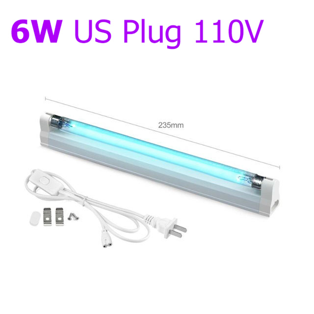 Lámpara germicida ultravioleta, tubo T5 de 220V y 110V, 6W y 8W, esterilizador de cuarzo LED con ozono UVC, luz bactericida UV para el hogar y el Hospital: 6 W