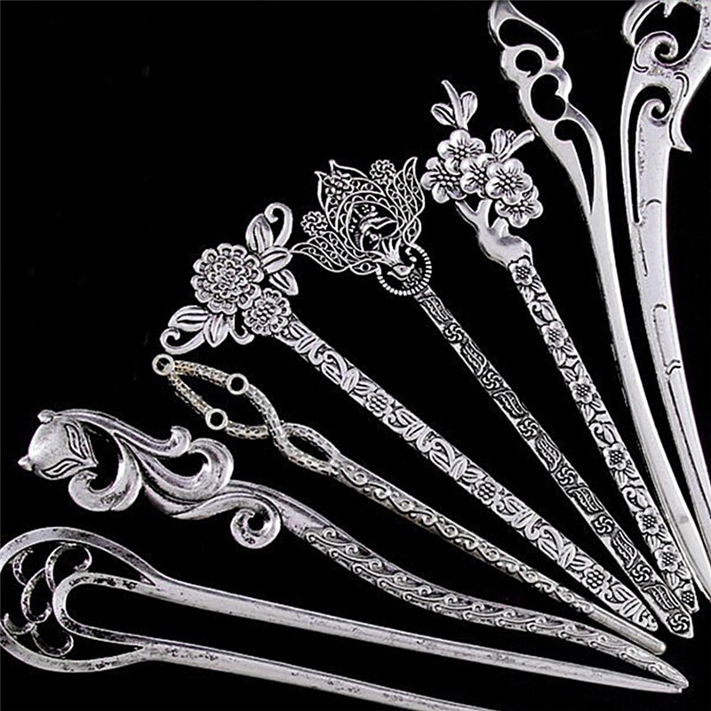 1 Pcs Vintage Vrouwen Haar Sticks Pins Elegantie Lichtmetalen Geometrische Meisjes Hoofdbanden Lady Haarspeldjes Haar Clip Accessoires