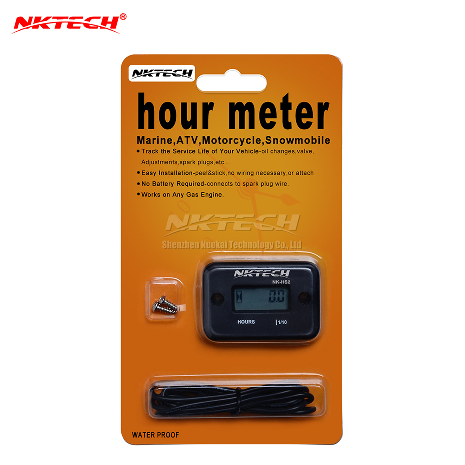 NKTECH NK-HS2 Inductive Hour Meter For Gas Engine Lawn Mover Marine ATV Motorcycle Boat Snowmobile Dirt Outboard Motor Generator: Black