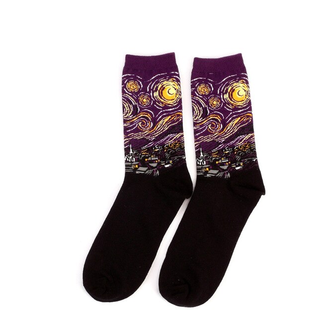 Autumn winter Retro Women Art Van Gogh Mural World Famous Oil Painting Series Female Socks Funny Socks: 12