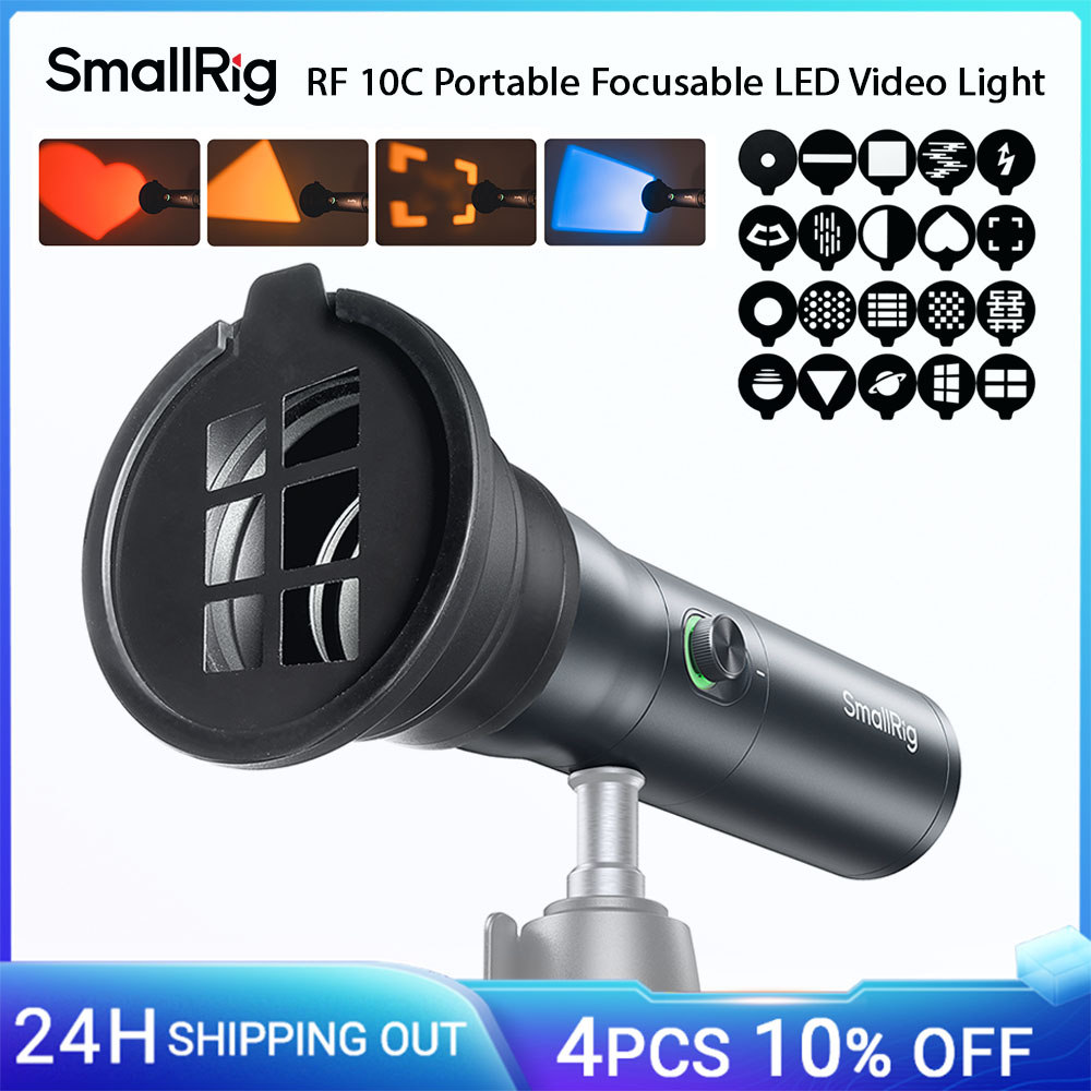 Smallrig  rf 10c rgb led-fotograferingslommelygte , 7500 mah mønstret omgivende lys med 4 farver /20 lysfiltre til video  -4634
