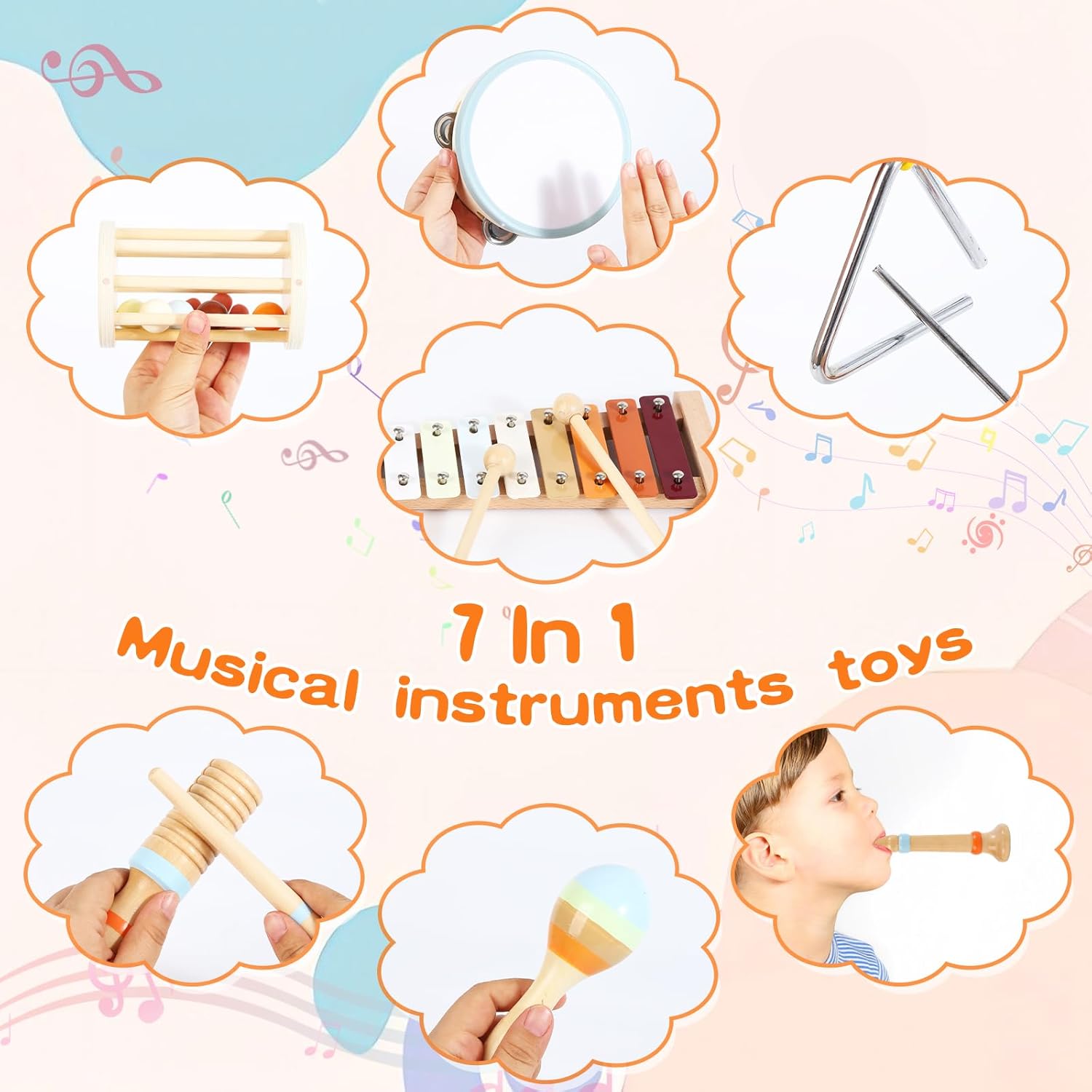 Baby-Musikinstrumente, Montessori-Holzspielzeug, Percussion-Xylophon-Set für Kleinkinder, pädagogische im Vorschulalter