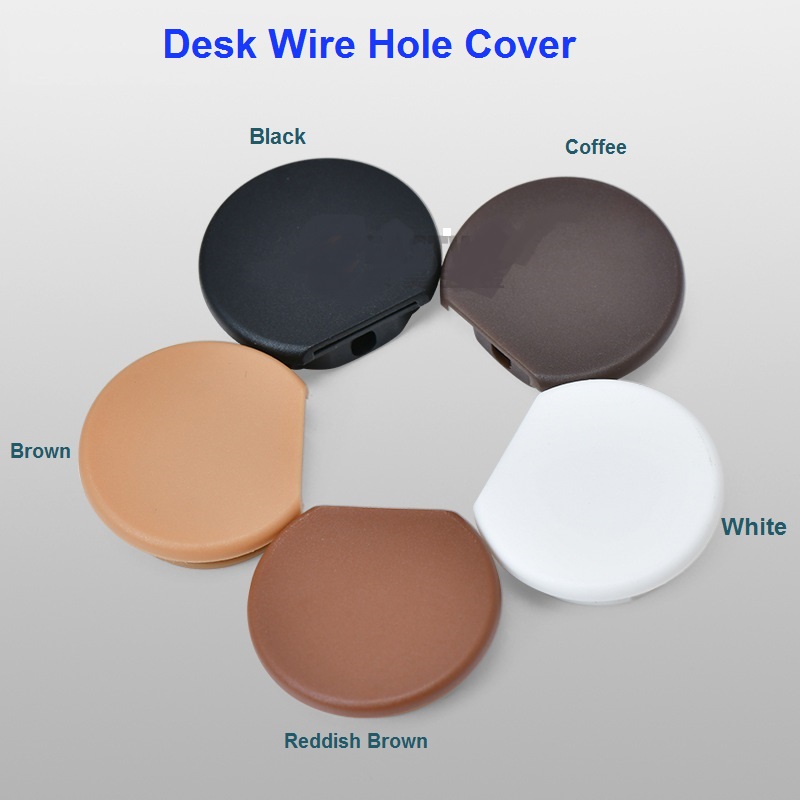 Desk Wire Hole Cover Base Computer Table Connector Grommet Cable Outlet Port Line Box Furniture Hardware, PP, Black/Brown/White