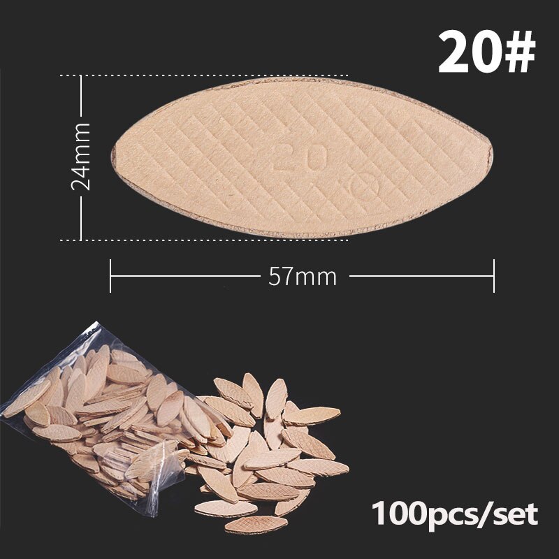 Galletas de madera surtidas de tres tipos para máquina de espiga, accesorio para carpintería, Jointer, n. ° 0/100, 10/20 unids/bolsa: Amarillo claro