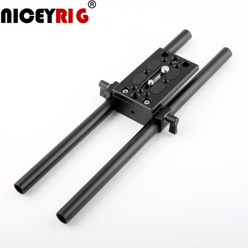 NICEYRIG 1/4"-20 to 1/4"-20 thread hole Camera Tripod Mounting Plate Baseplate Rod Clamp 30cm Rods for DSLR Rig