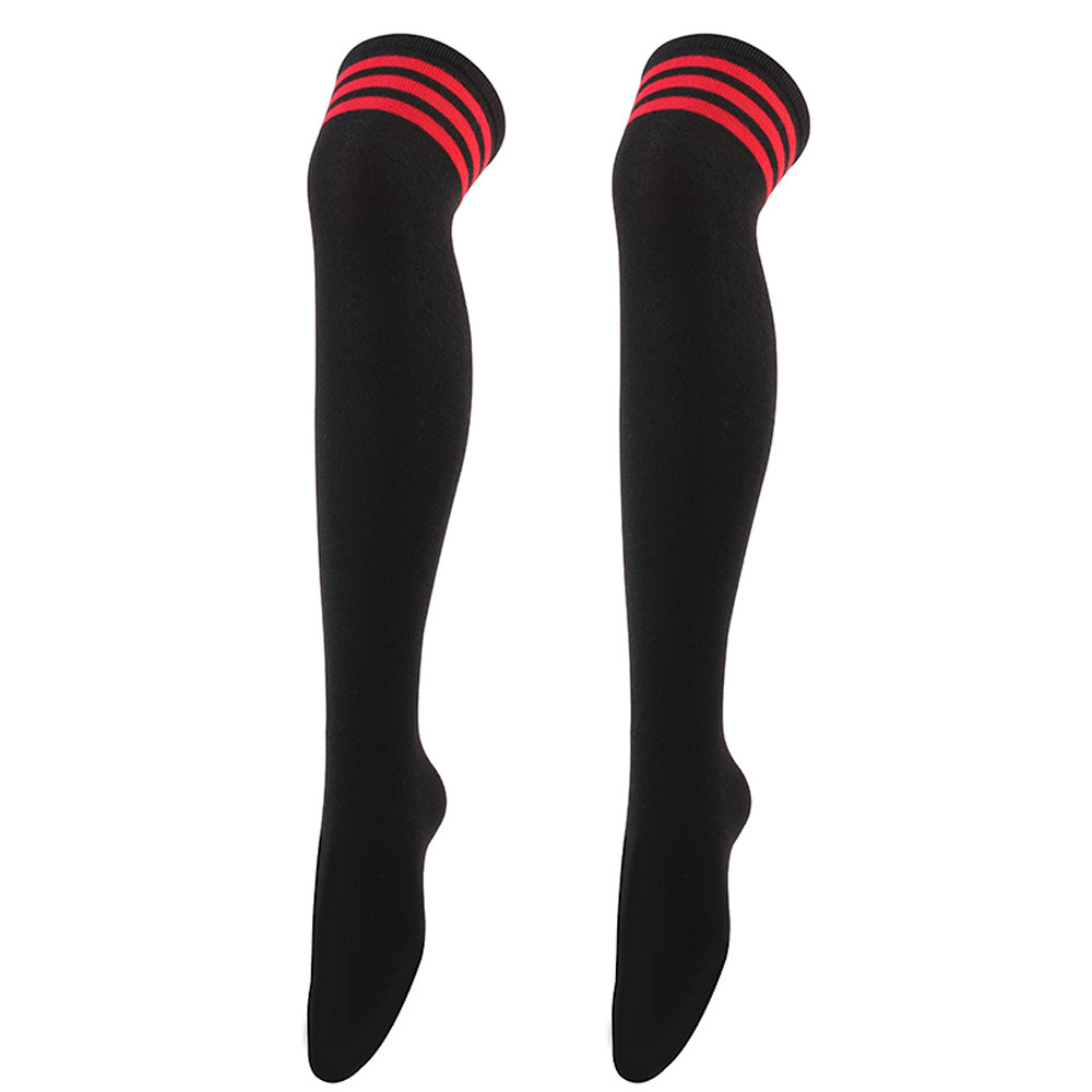 Sorte stribede sokker kvinder sjov jul sexet: Sort-rød