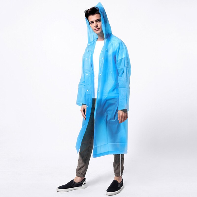 Women Transparent Raincoat Men Black Rain Clothes covers Impermeable Rainwear Poncho Waterproof Hooded Rain Cover: Blue