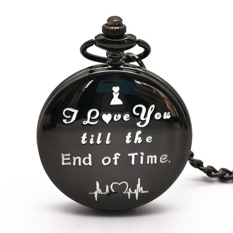 Grande presente para o meu marido relógios de bolso de quartzo moda casual fob corrente relógio de bolso melhores presentes para amante marido fob relógio: black 2