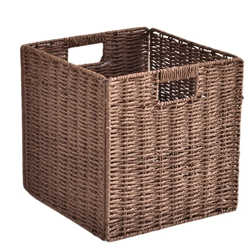 Storage Box Imitation Rattan Woven Lattice Cabinet Storage Basket Desktop Sundries Snacks Clothes Toys Woven Storage Basket
