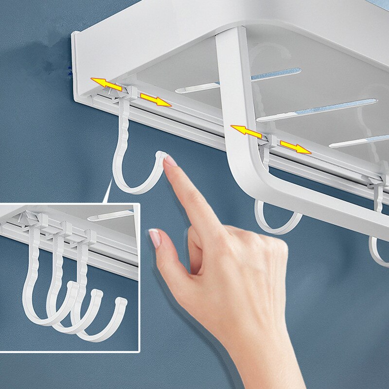 Tuqiu Badkamer Plank Bad Douche Plank Aluminium Wit Badkamer Shampoo Houder Hoek Plank Wandmontage Keuken Opslag Houder