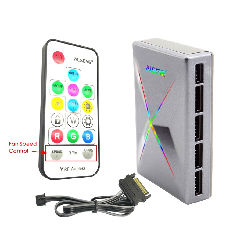 ALSEYE D-Ringer Series 120mm LED Computer Case Fan Adjustable RGB and Fan Speed Remote control support Asus 5v 3pin and Gigabyte