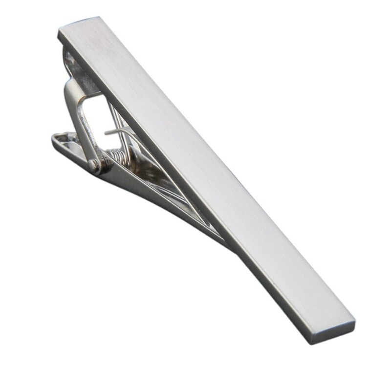 Semplice Uomini Cravatta Tono Argento del Metallo Morsetto Tie Clip di Chiusura Bar Spille Da Sposa