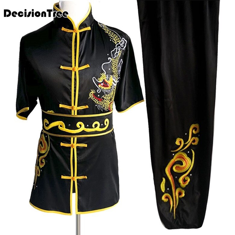 Chinese Tai Chi Wushu Kleding Vechtsport Pak Kung Fu Uniform Wing Chun Shaolin Geborduurde Demo Outfit Voor Mannen