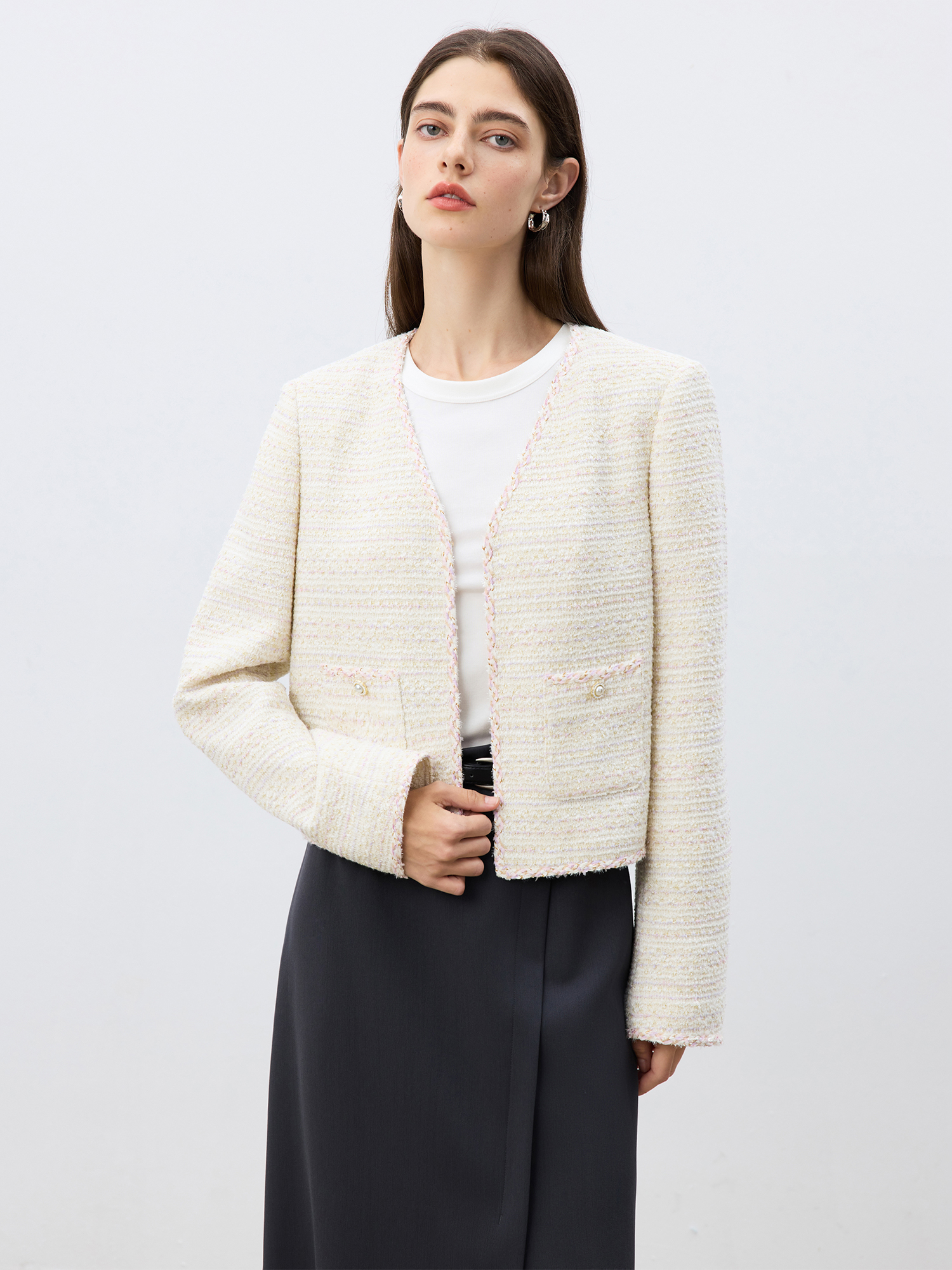Ziqiao petite size jakke dame forårsjakke koreansk stil hvid high-end kort top afslappet løse damefrakker 25 zq 91136
