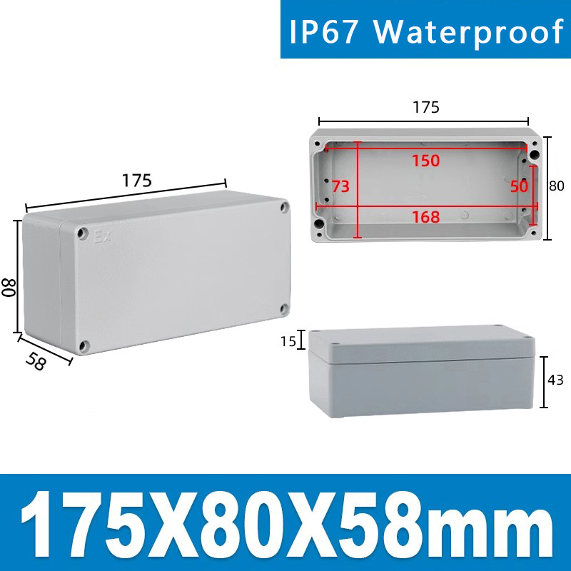 Boîtier en aluminium extérieur IP67 boîtier électrique étanche extérieur scellé projet boîtier d'instrument boîte de jonction industrielle: Rouge