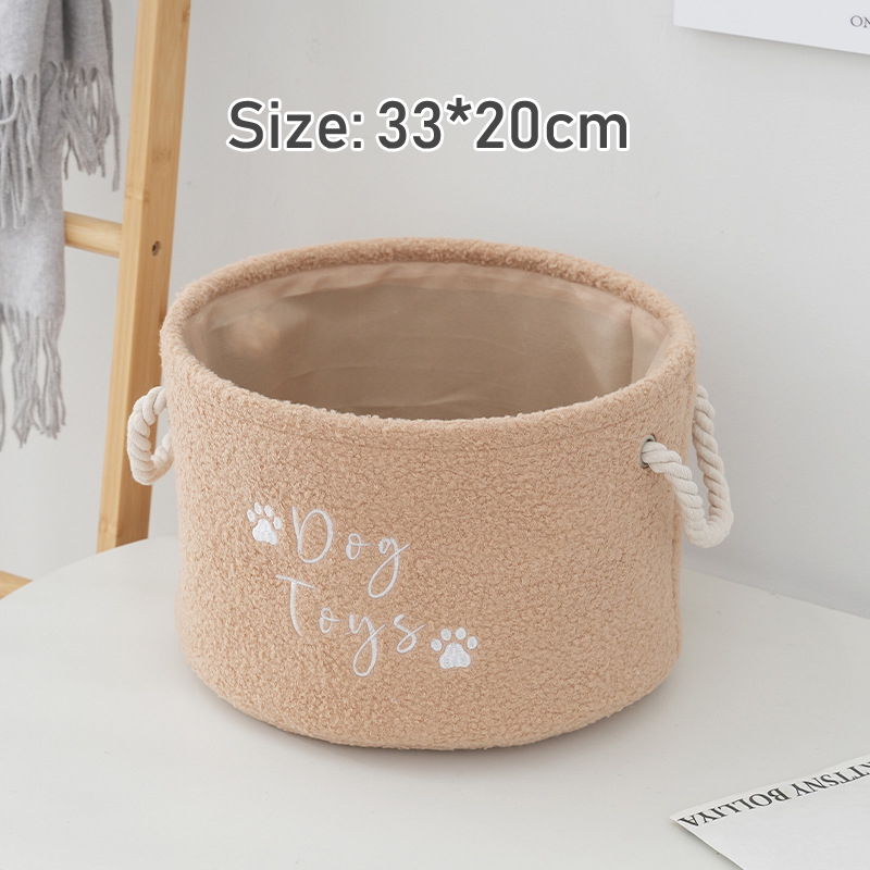 Panier à jouets en peluche pour chien, boîte de rangement pliable avec poignée confortable, adapté au ranger des accessoires de jouets pour animaux de compagnie: GRIS