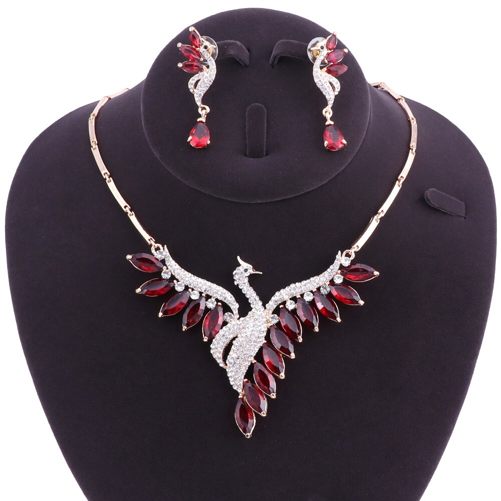 Wedding Bridal Jewelry Sets Peacock Necklace Earrings Set Party Prom Wedding Accessories Decoration