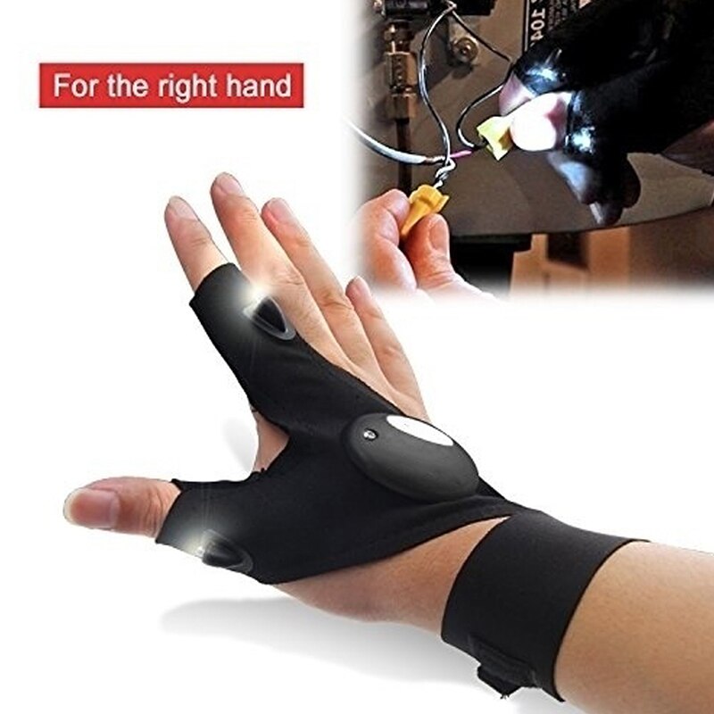 Right Hand Flashlights torch Finger Rescue Gloves Lights Outdoor Fishing Fingerless Glove camping Hiking Lights Working Gloves