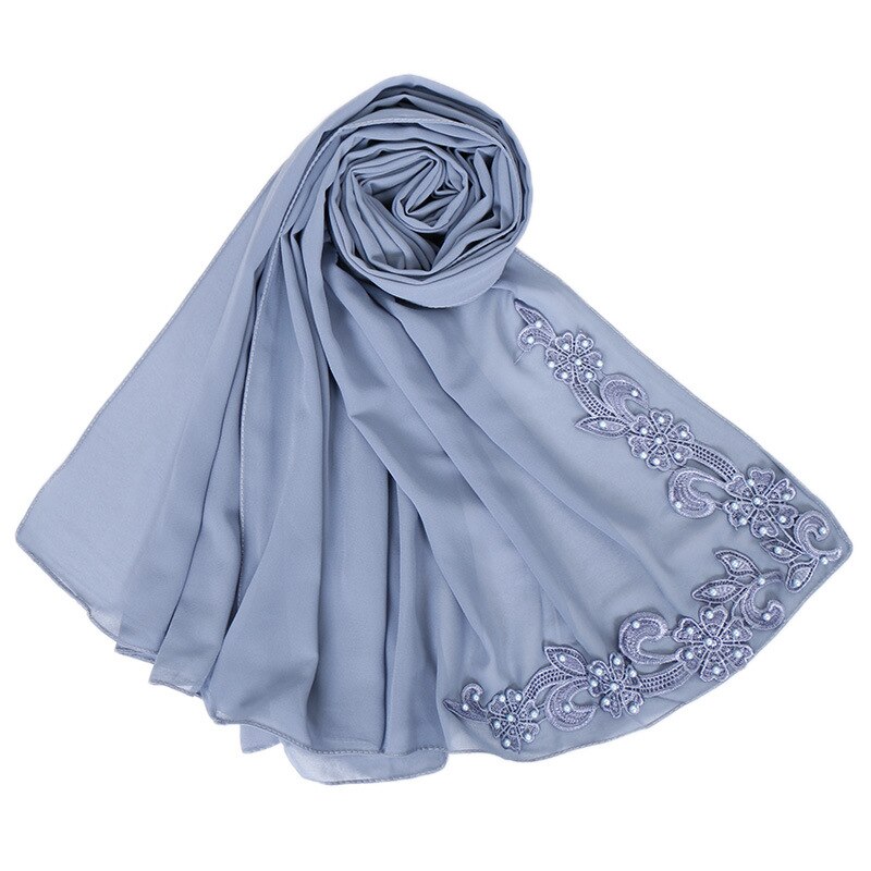 Blasen Chiffon muslimischen kopf schals nagel perle Nacken schal frauen kopf hijabs schals decke schal zubehör mädchen: grau