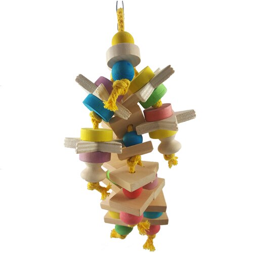 Juguetes de loros para pájaros grandes, Columpio de madera de colores, bloques de columpio para loros, juguetes para pájaros amorosos, juguete para pájaros: Size 5
